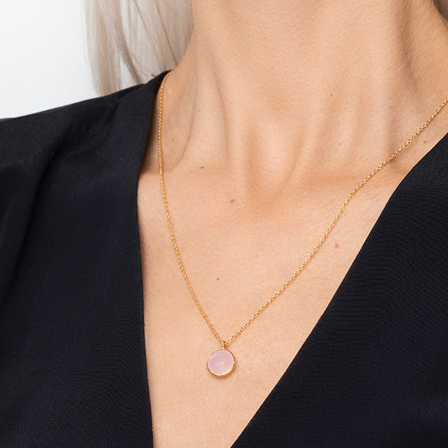 circle kæde rosa calcedon guld