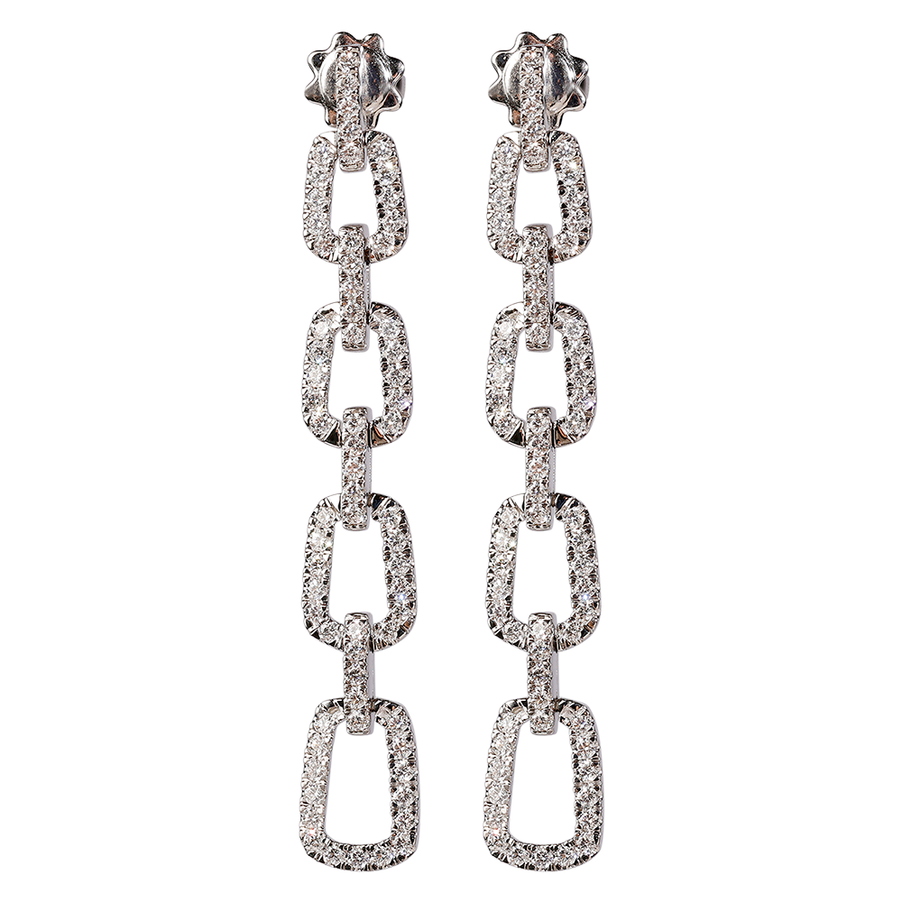 Sequence øreringene er virkelig elegante og rummer hele 1.40 carat Top Wesselton brillianter i den smukkeste ramme af 18kt. hvidguld.
Designet er virkelig æstetisk og kan både bæres til galla og fest, men også til casual wear, hvis man ønsker lidt spr