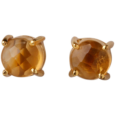 CROWN Divine Round stud earrings with pearl in 24kt gold-plated sterling silver