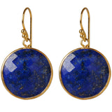 CROWN Big Round earrings with Lapis Lazuli gemstone in 24k gold-plated sterling silver