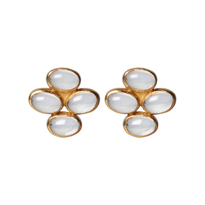 Cabovaganza Clover earrings with white topaz gemstone in 24kt gold-plated sterling silver