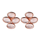 Cabovaganza Clover earrings with rose quartz gemstone in rose gold-plated sterling silver