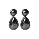 Cabovaganza Pear Stud ørestikker med hæmatit ædelsten i sort sterlingsølv