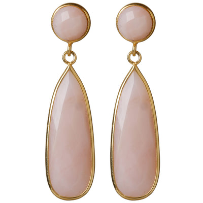 CROWN Chic Drop ørestikker med pink opal ædelsten i 24kt forgyldt sterlingsølv