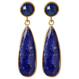 CROWN Chic Drop earrings with lapis lazuli gemstone in 24kt gold-plated sterling silver