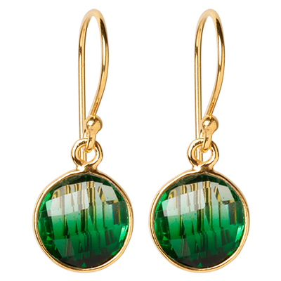 Lush Forest Circle earrings with green-bi quartz gemstone in 24kt gold-plated sterling silver
