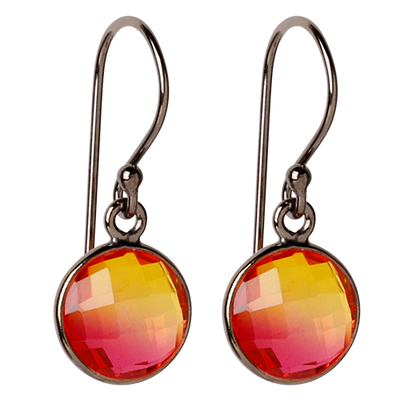 Lush Fire Circle earrings with Lava Quartz gemstone in black sterling silver
