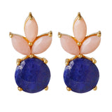 CROWN Divine Small stud earrings with pink opal and lapis lazuli gemstones in 24kt gold-plated sterling silver