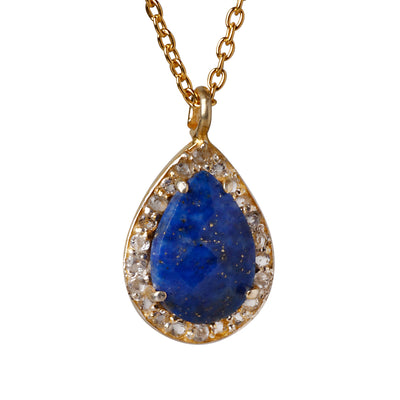 CROWN Enchanted necklace with lapis lazuli and white topaz gemstones in 24kt gold-plated sterling silver