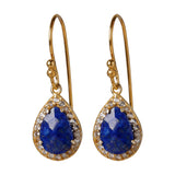 CROWN Enchanted øreringe med lapis lazuli og hvid topas ædelsten i 24kt forgyldt sterlingsølv