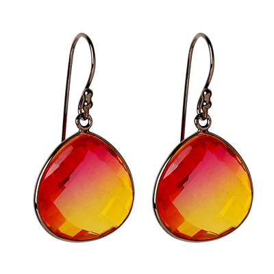 Lush Fire Gracious earrings with lava quartz gemstone in black sterling silver