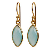 AURA Marquise earrings with aqua chalcedony gemstone in 24kt gold-plated sterling silver