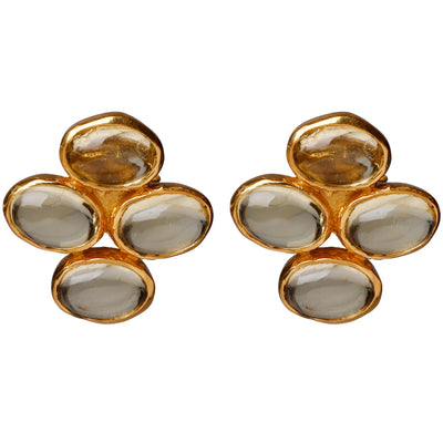Cabovaganza Clover stud earrings with citrine gemstone in 24kt gold-plated sterling silver
