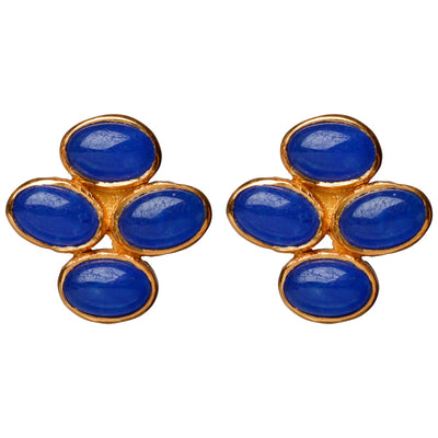 Cabovaganza Clover earrings with blue aventurine in 24kt gold-plated sterling silver