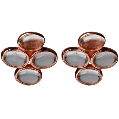 Cabovaganza Clover earrings with white topaz gemstone in rose gold-plated sterling silver