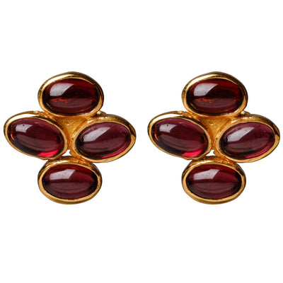 Cabovaganza Clover earrings with garnet gemstone in 24kt gold-plated sterling silver