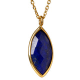 CROWN Marquise halskæde med lapis lazuli ædelsten i 24kt. forgyldt sterlingsølv