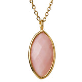 CROWN Marquise halskæde med pink opal ædelsten i 24kt forgyldt sterlingsølv