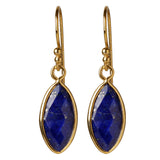 CROWN Marquise earrings with lapis lazuli gemstone in 24k gold-plated sterling silver