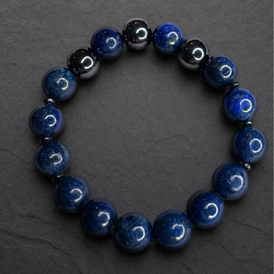 MEN 05 – Herrearmbånd med lapis lazuli og hæmatit ædelsten