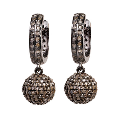 Noble Orbis earrings with diamonds in black sterling silver