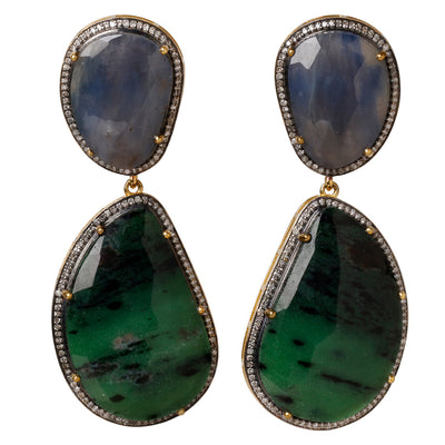 CROWN Noble Sapphire Dust earrings with sapphire gemstone and diamonds in 24kt gold-plated sterling silver