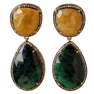 CROWN Noble Sapphire Blush stud earrings with sapphire gemstones and diamonds in 24kt gold-plated sterling silver