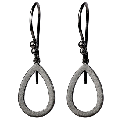 Solitaire Mini earrings in black sterling silver